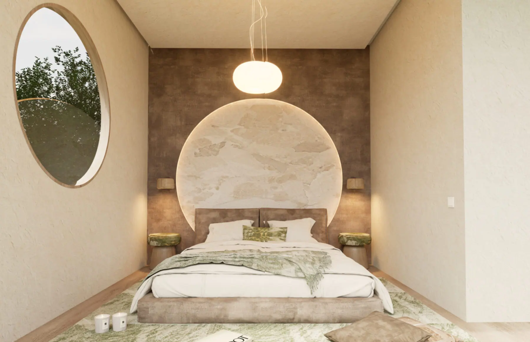 Sleeping room with an oval window